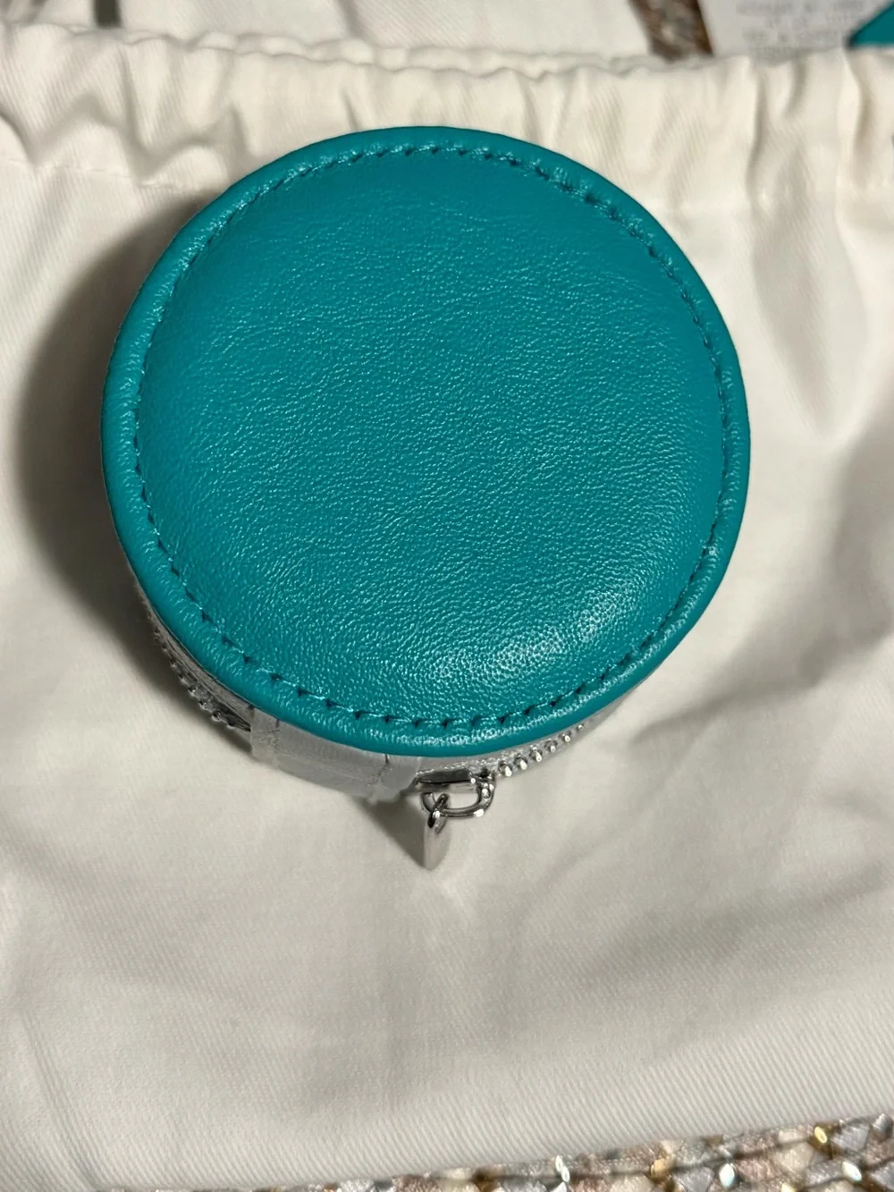 Tieks Gray Round Leather Travel Jewelry Case